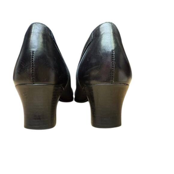 "MUNRO" Black Pumps 2" Chunky Heel Slip On SZ 9.5 Office Librarian Minimalist - Picture 7 of 13